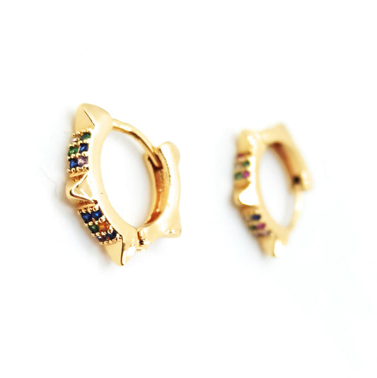 Pendientes Aro con estilo rockero · Cristales Multicolor