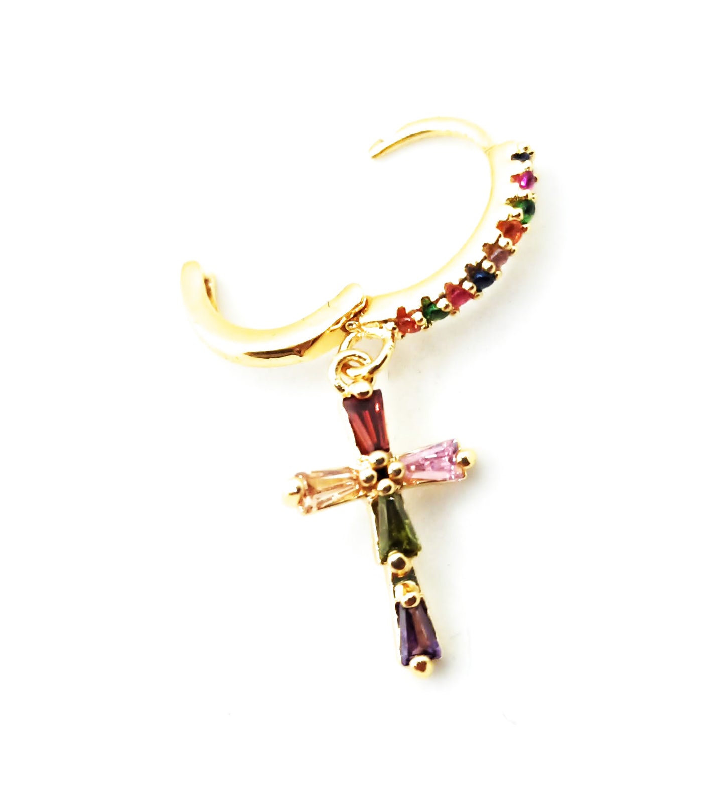 Pendientes con Colgantes · Aro Cruz Multicolor