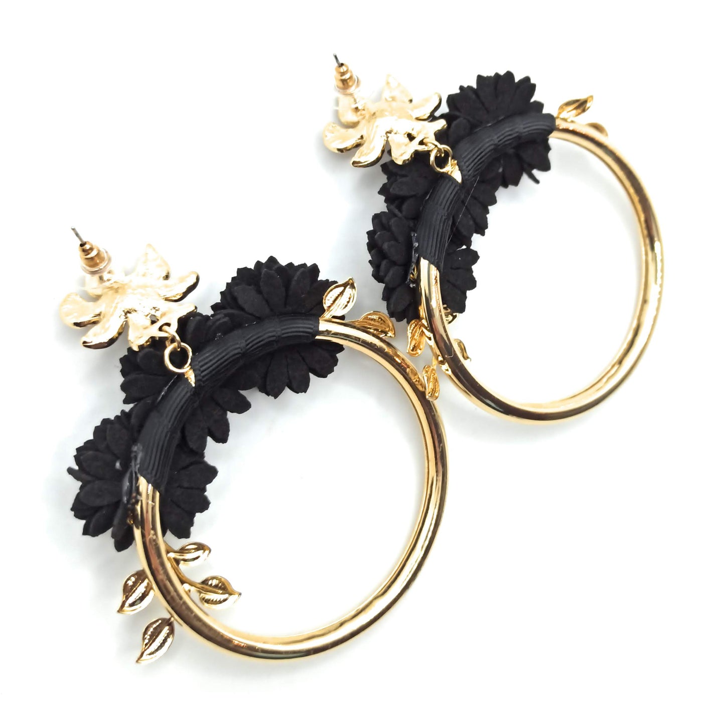 Pendientes grandes de flamenca · Aro Dorado Negro