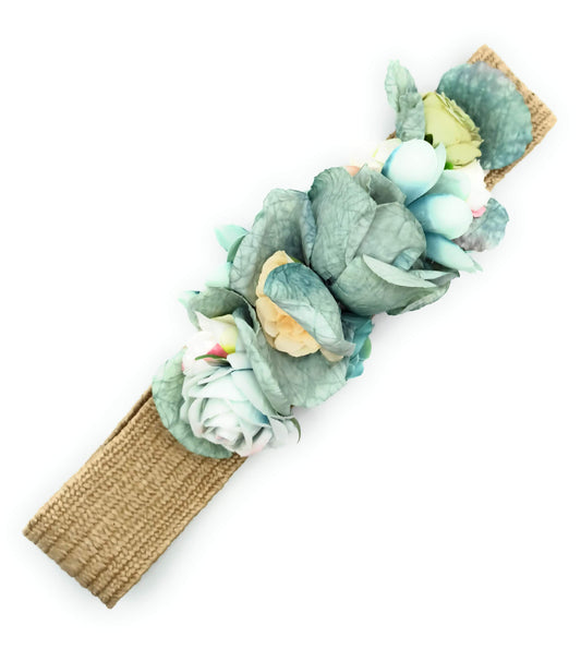 Cinturón de Flores · Rafia Verde Turquesa