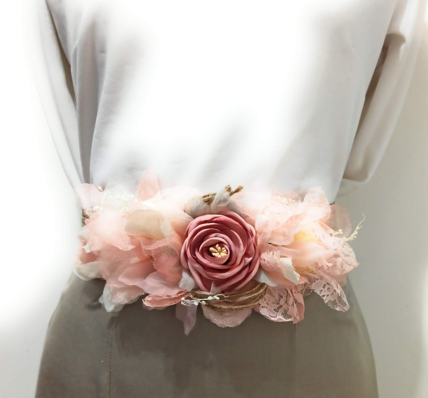 Cinturón de Flores · Rafia Rosa Pastel (última unidad!)