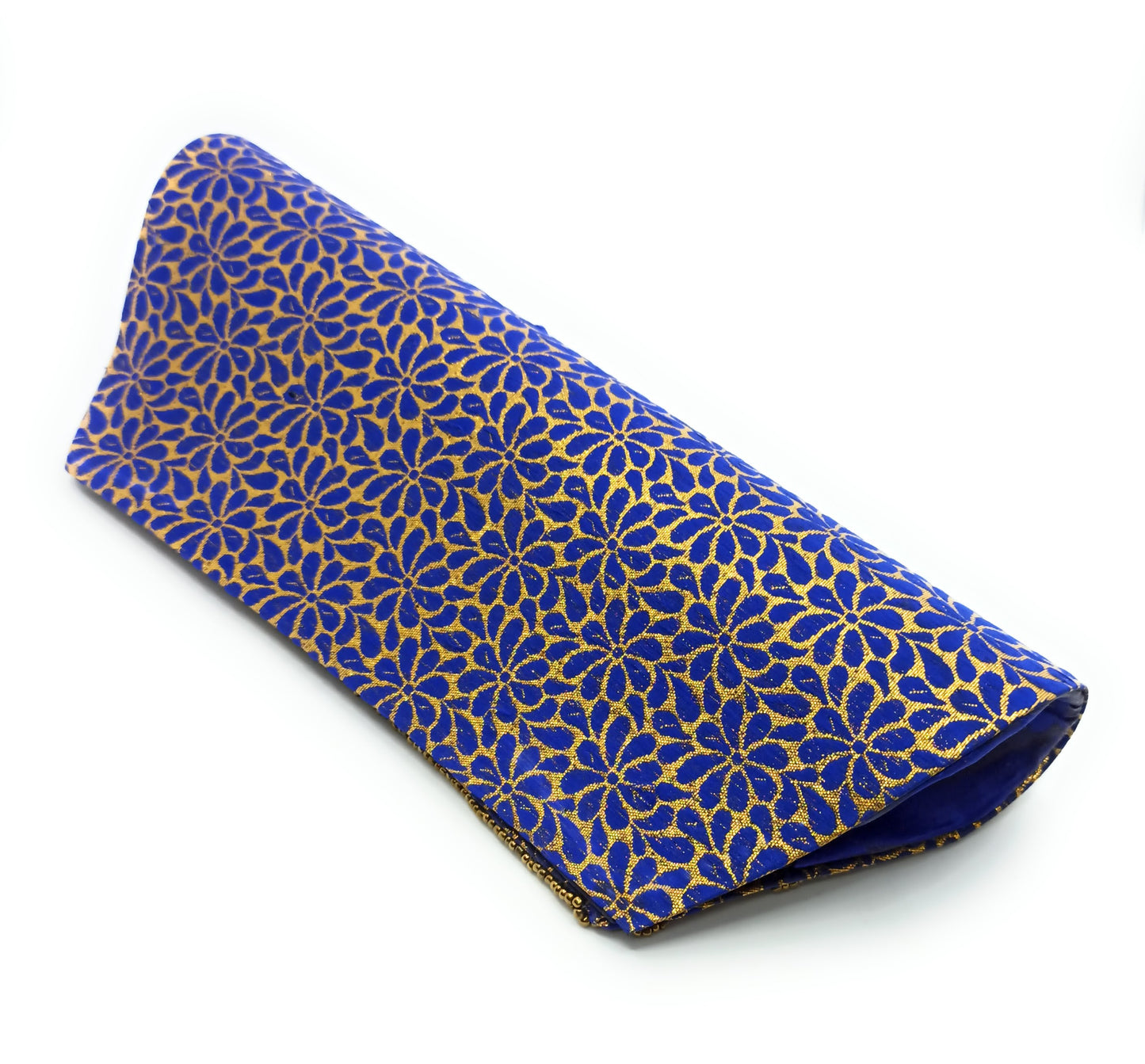 Cartera De Mano Bolso Fiesta · Artesanía étnica bordada, Trapecio Azul - Asa Largo