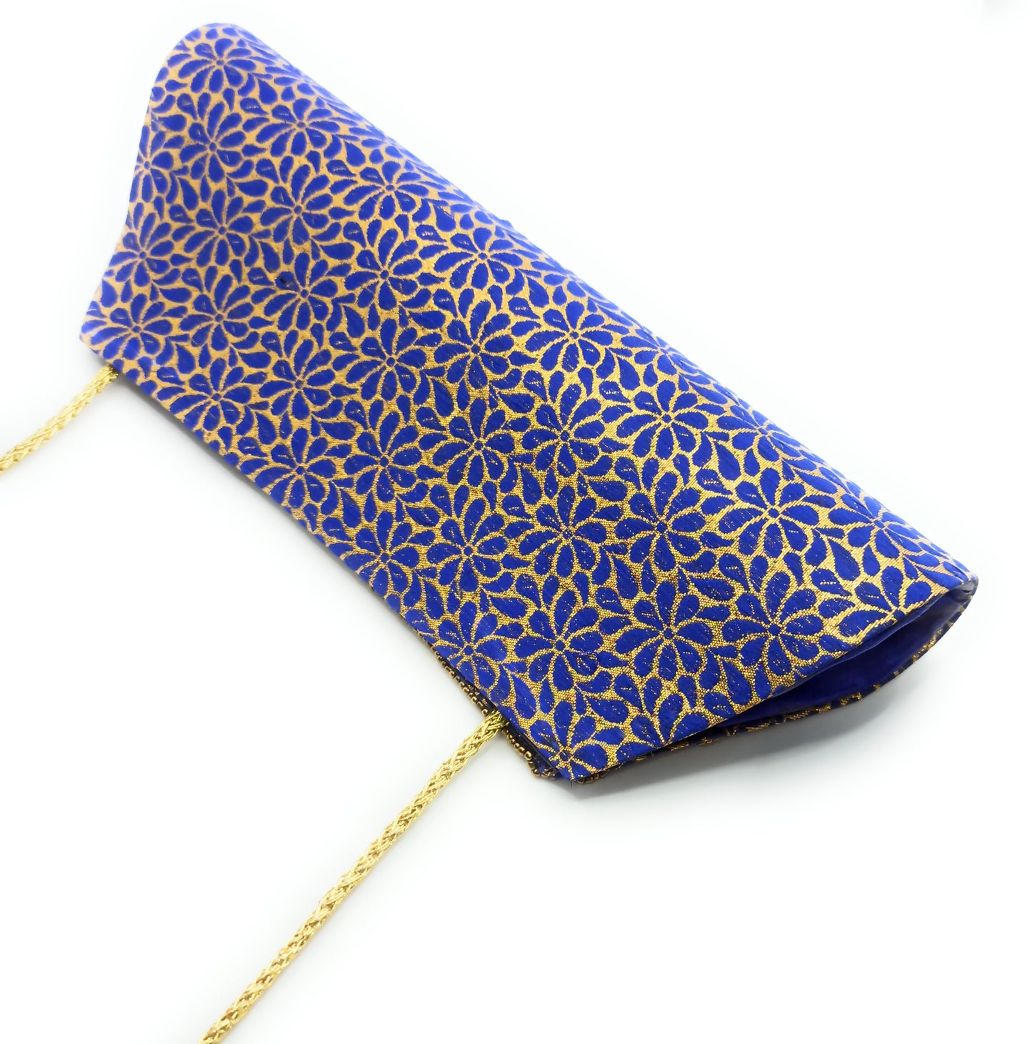 Cartera De Mano Bolso Fiesta · Artesanía étnica bordada, Trapecio Azul - Asa Largo