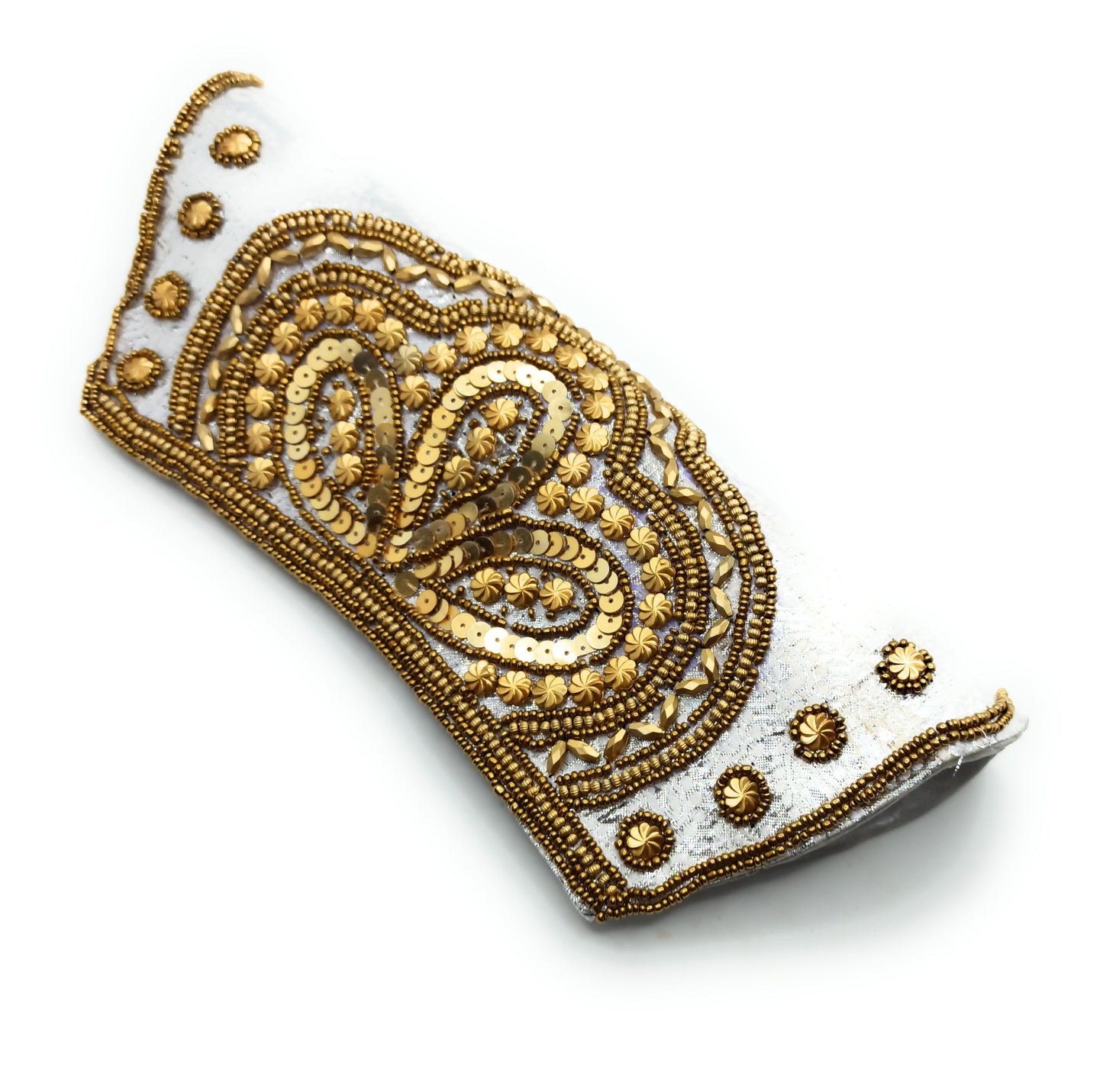 Cartera De Mano Bolso Fiesta · Artesanía étnica bordada, Trapecio Plata - Asa Corto (última unidad!)