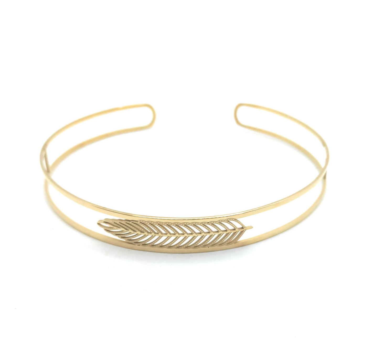 Choker Dorado · 2 Aros Oro Pluma Dorada