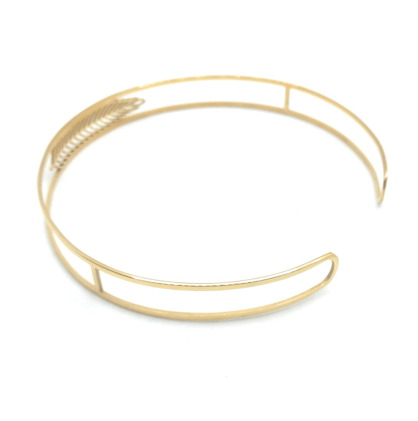 Choker Dorado · 2 Aros Oro Pluma Dorada