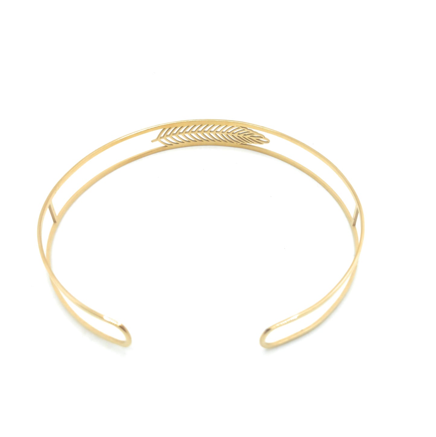 Choker Dorado · 2 Aros Oro Pluma Dorada