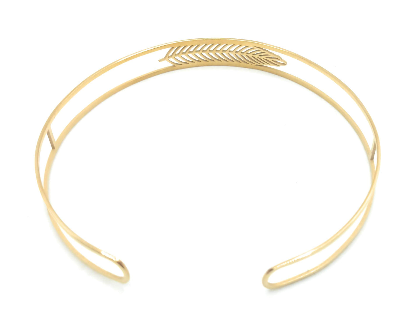 Choker Dorado · 2 Aros Oro Pluma Dorada