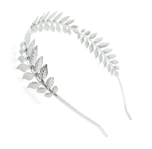 Diadema de Pelo Plateada · Hojas Plata