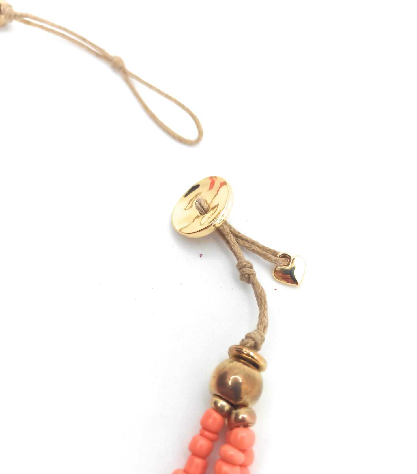 Collar Corto Triple · Coral Naranja