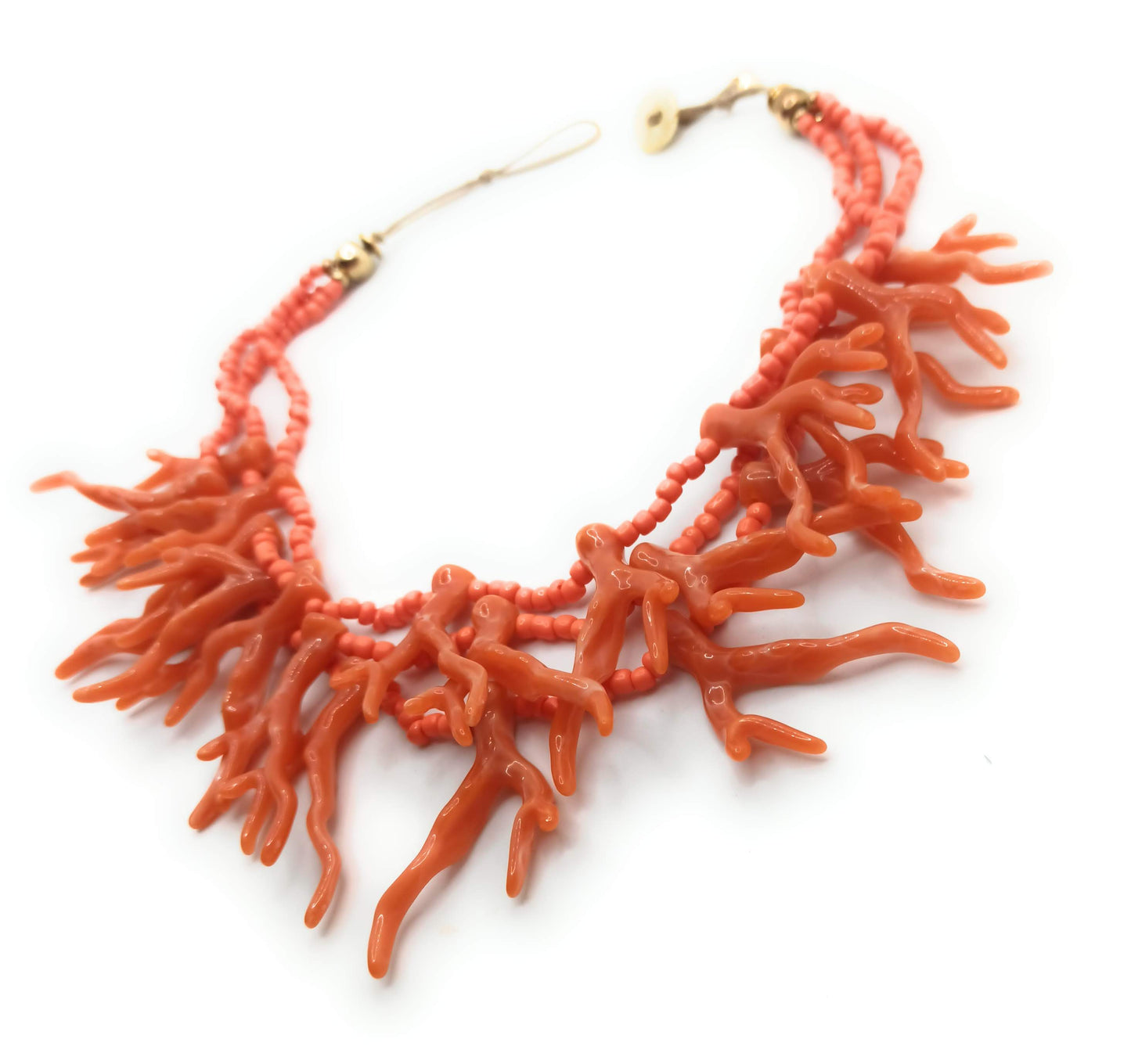 Collar Corto Triple · Coral Naranja