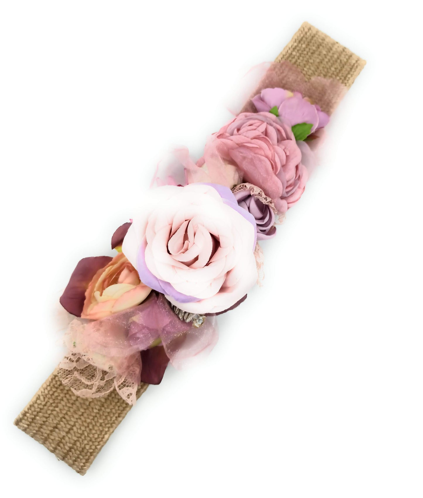 Cinturón de Flores · Rafia Tonos Rosas