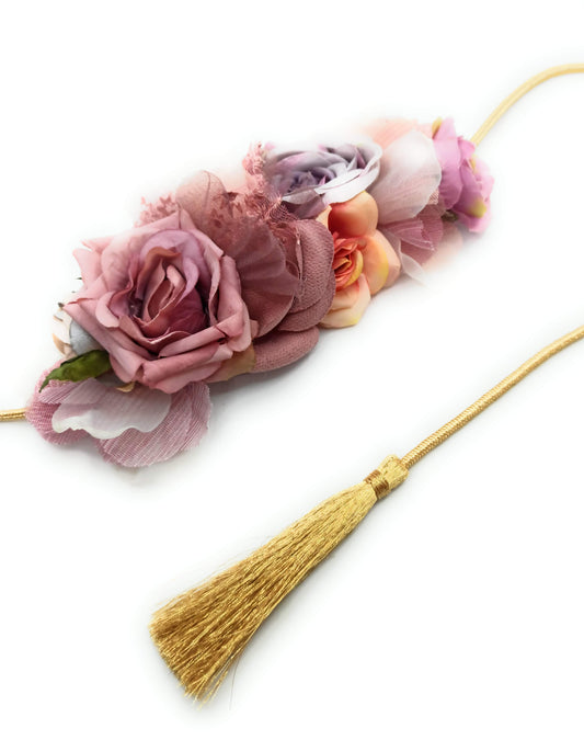 Cinturón de Flores · Cordón Dorada Flores Malva