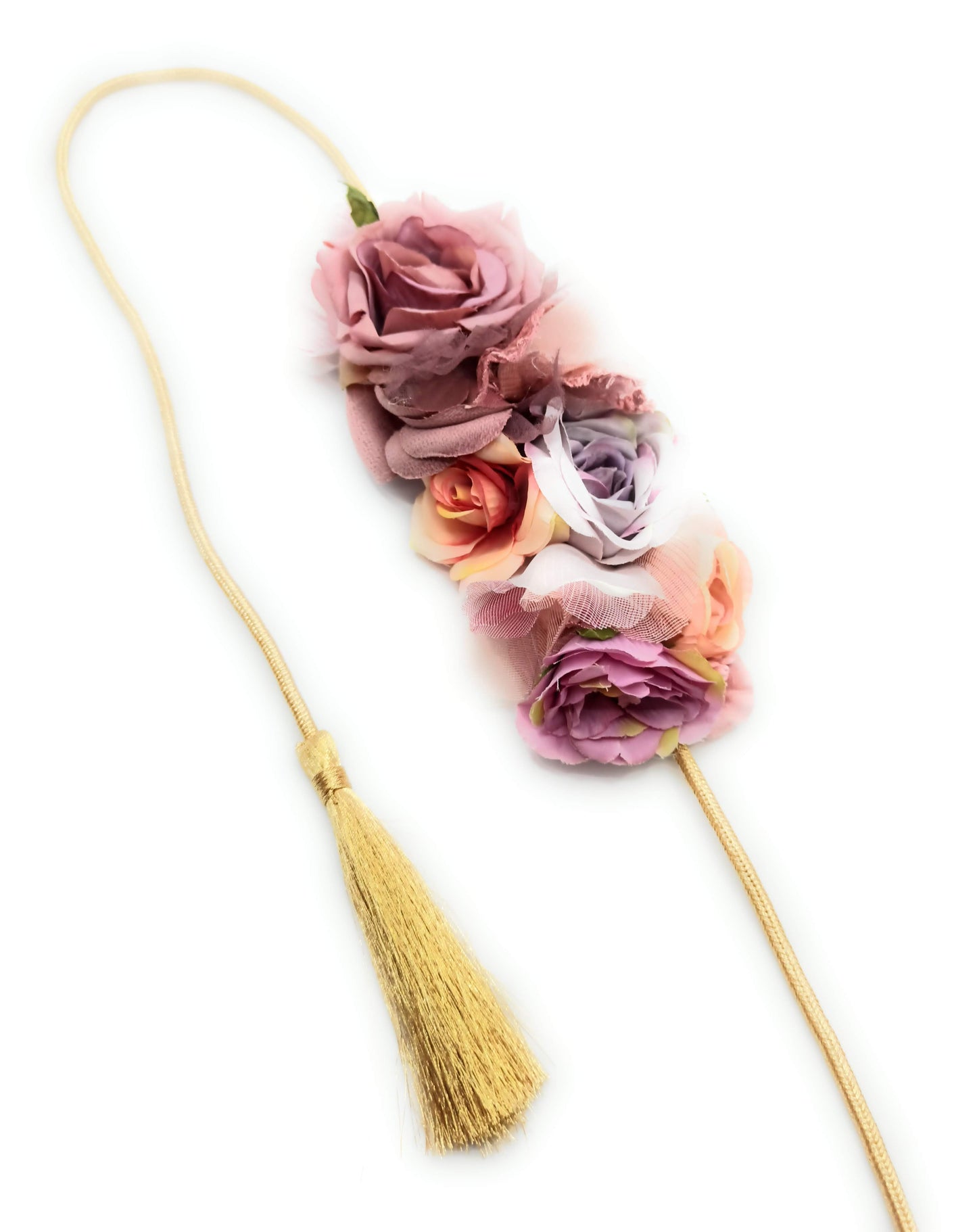 Cinturón de Flores · Cordón Dorada Flores Malva