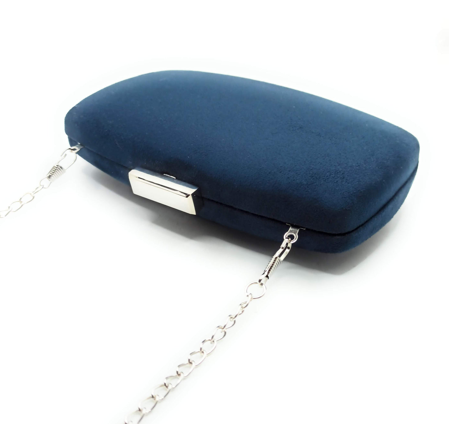 Cartera De Mano Bolso Fiesta · Ante Ovalado Azul Noche