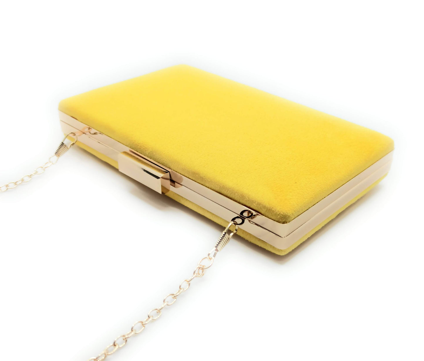 Cartera De Mano Bolso Fiesta Rectangular · Ante Amarillo