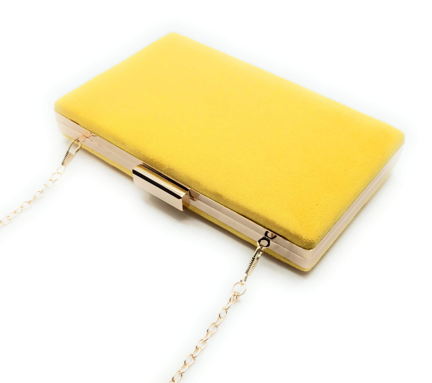 Cartera De Mano Bolso Fiesta Rectangular · Ante Amarillo
