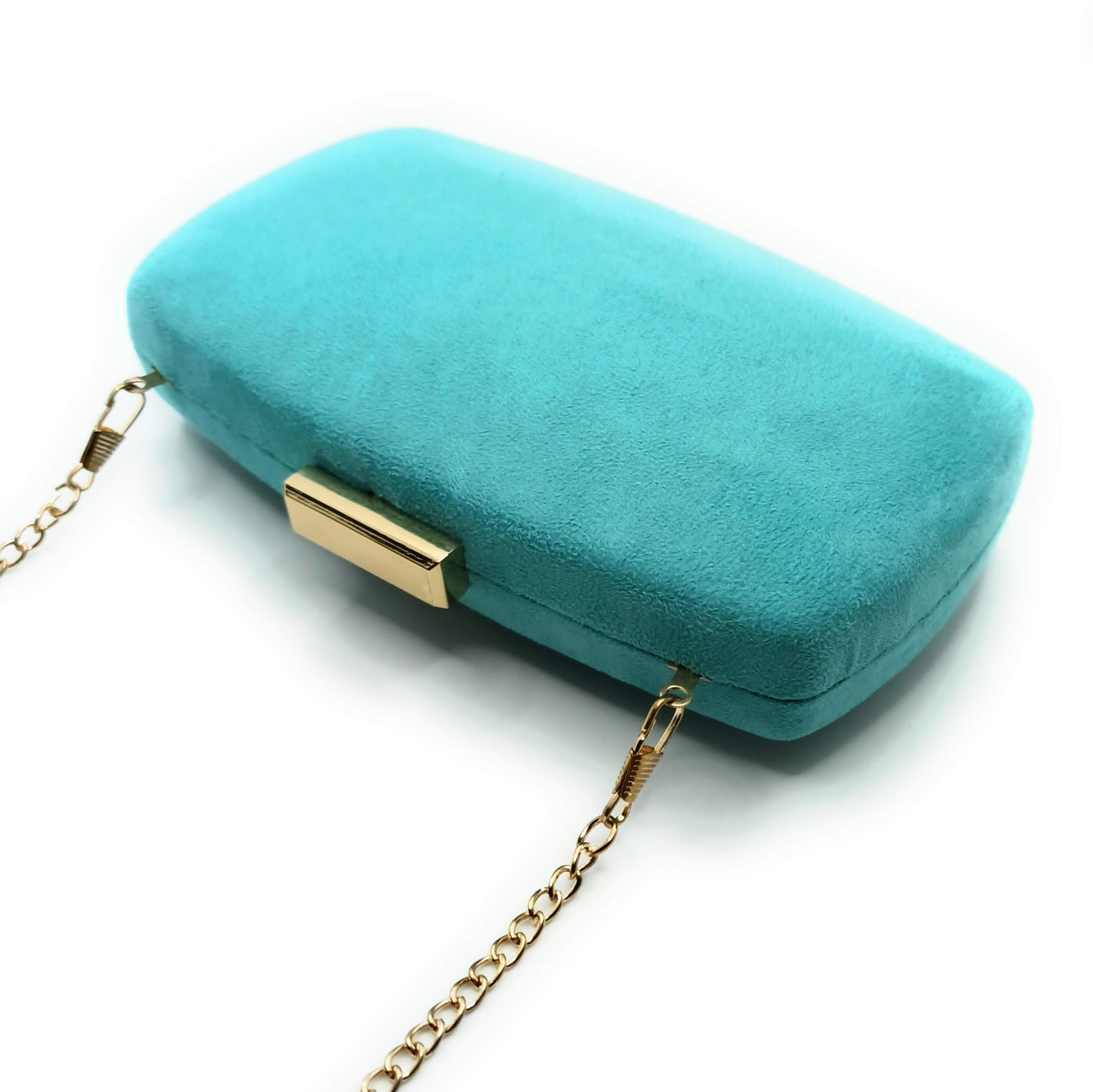 Cartera De Mano Bolso Fiesta · Ante Ovalado Turquesa (última unidad!)