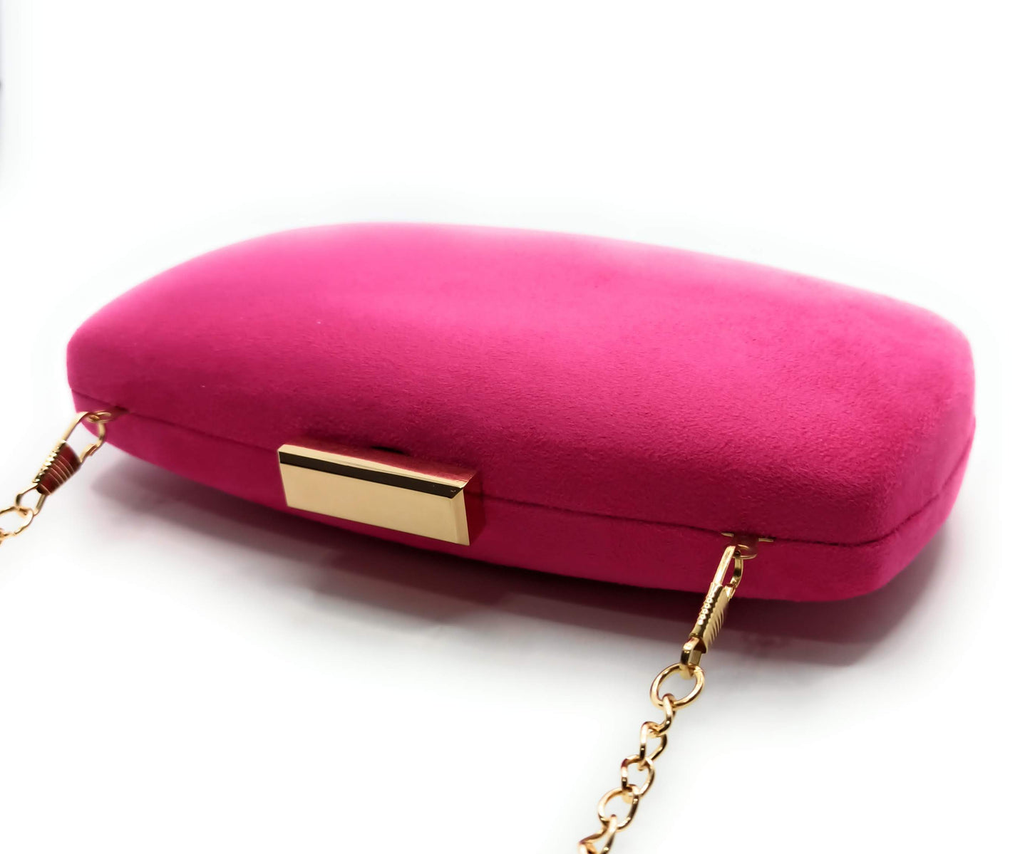 Cartera De Mano Bolso Fiesta · Ante Ovalado Fucsia