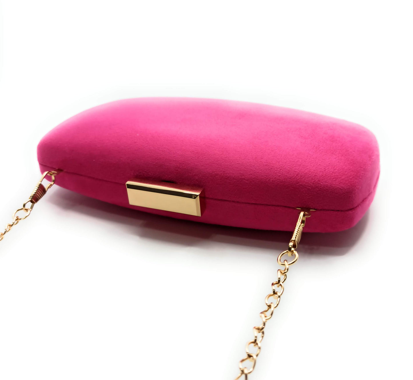 Cartera De Mano Bolso Fiesta · Ante Ovalado Fucsia