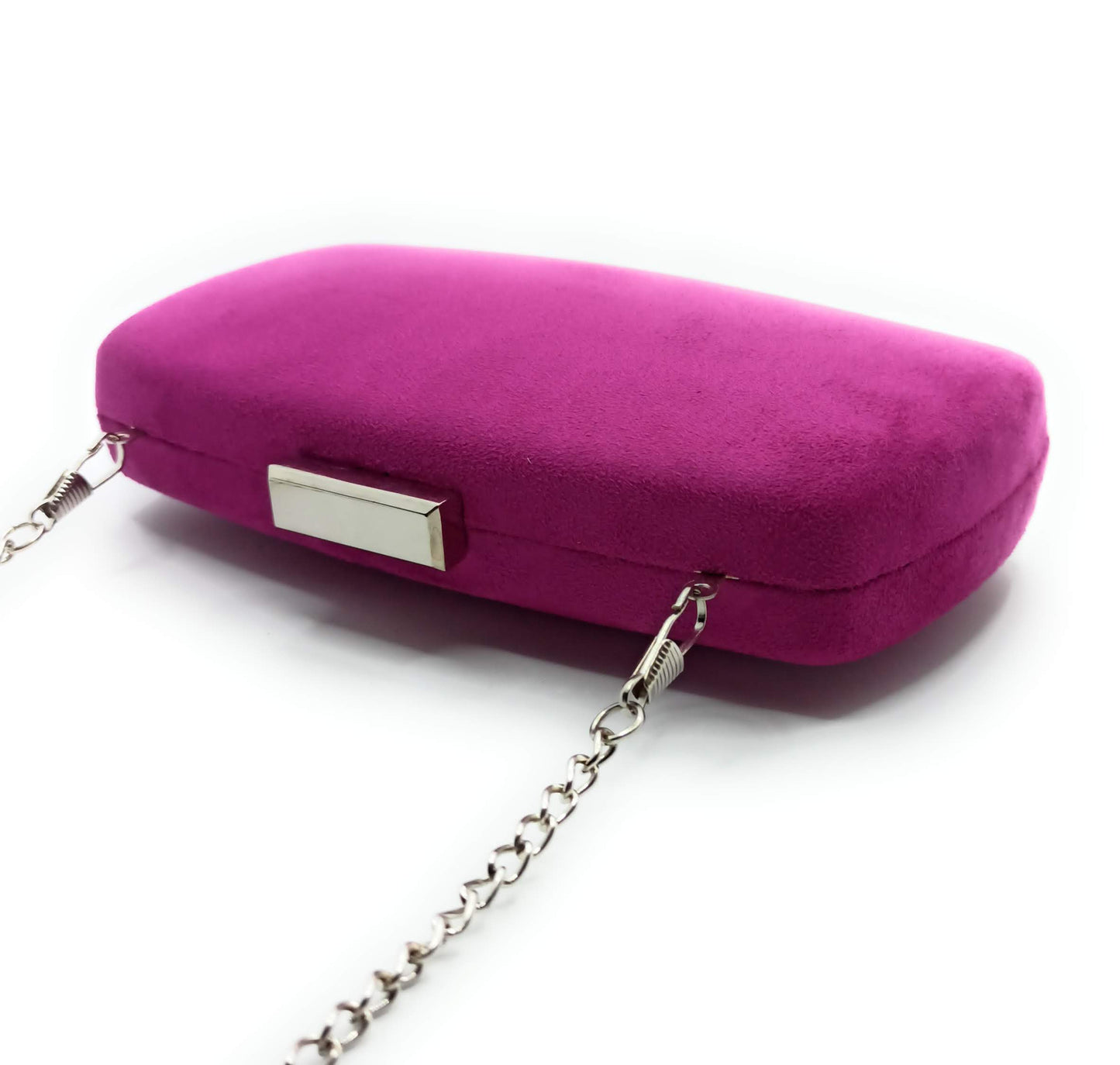 Cartera De Mano Bolso Fiesta · Ante Ovalado Violeta Plata