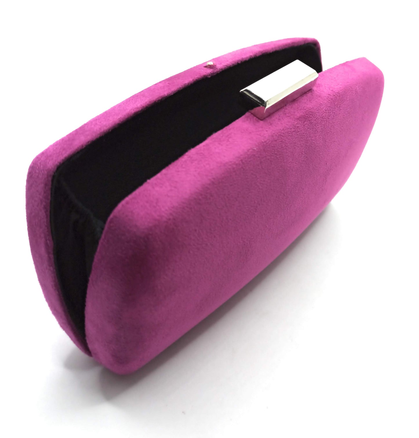 Cartera De Mano Bolso Fiesta · Ante Ovalado Violeta Plata