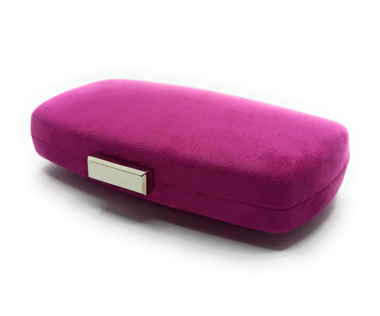 Cartera De Mano Bolso Fiesta · Ante Ovalado Violeta Plata