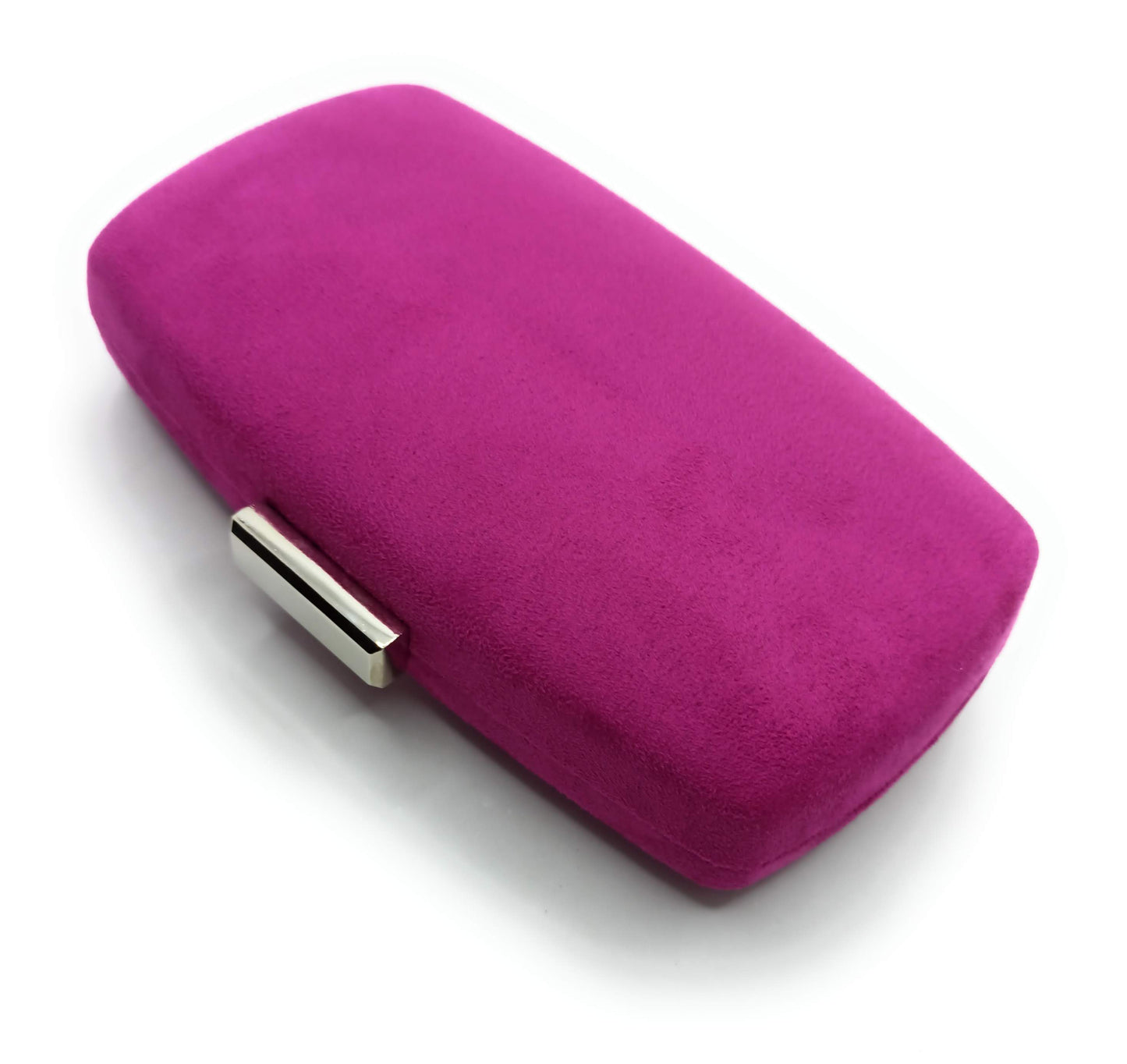 Cartera De Mano Bolso Fiesta · Ante Ovalado Violeta Plata