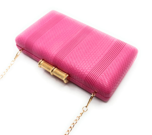 Cartera De Mano Bolso Fiesta Rectangular · Bambú Fucsia