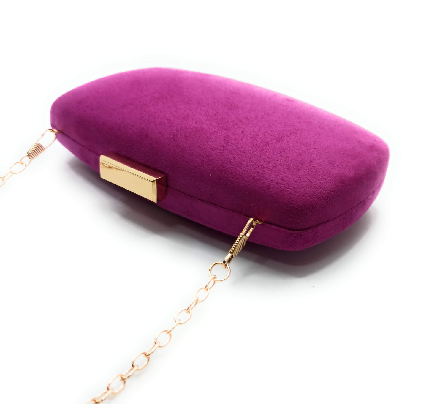 Cartera De Mano Bolso Fiesta · Ante Ovalado Violeta Oro