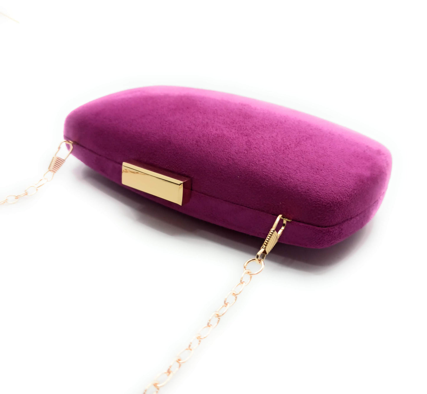 Cartera De Mano Bolso Fiesta · Ante Ovalado Violeta Oro