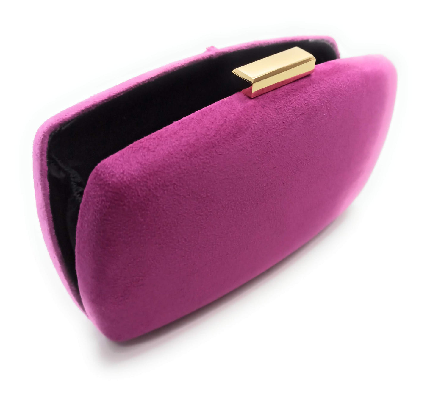 Cartera De Mano Bolso Fiesta · Ante Ovalado Violeta Oro