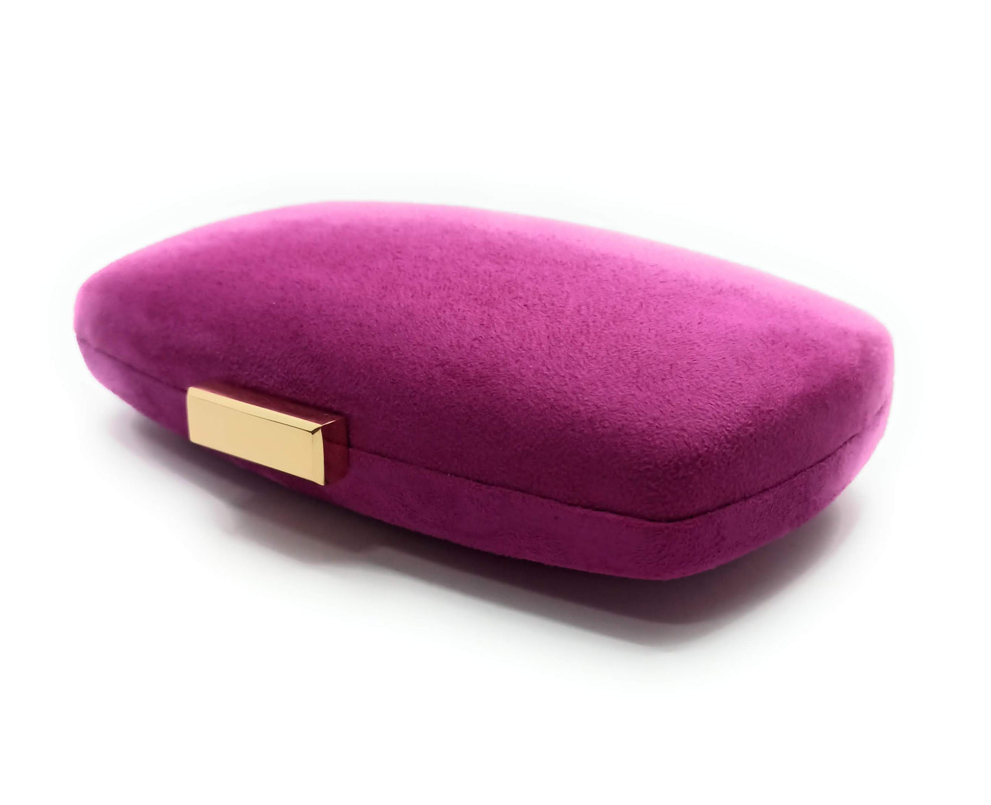 Cartera De Mano Bolso Fiesta · Ante Ovalado Violeta Oro