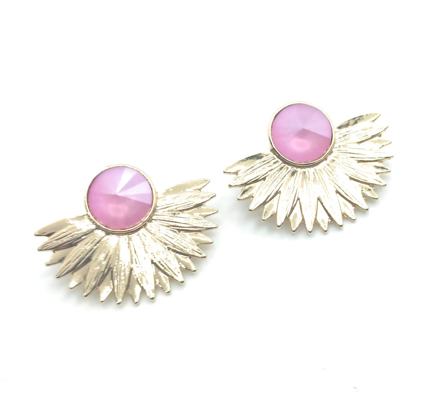 Pendientes Dorados con Cristal · Oro Sol Malva
