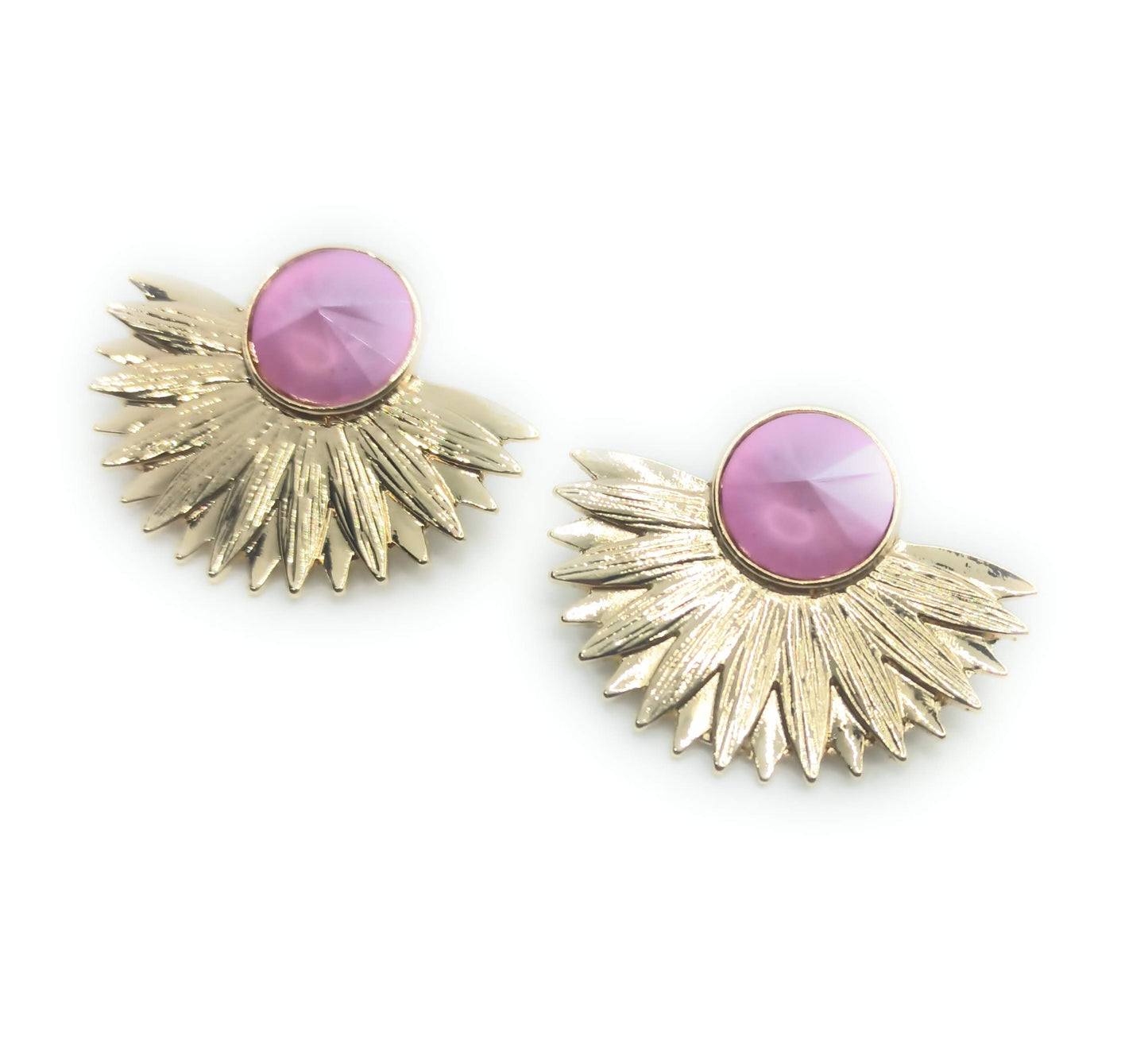 Pendientes Dorados con Cristal · Oro Sol Malva
