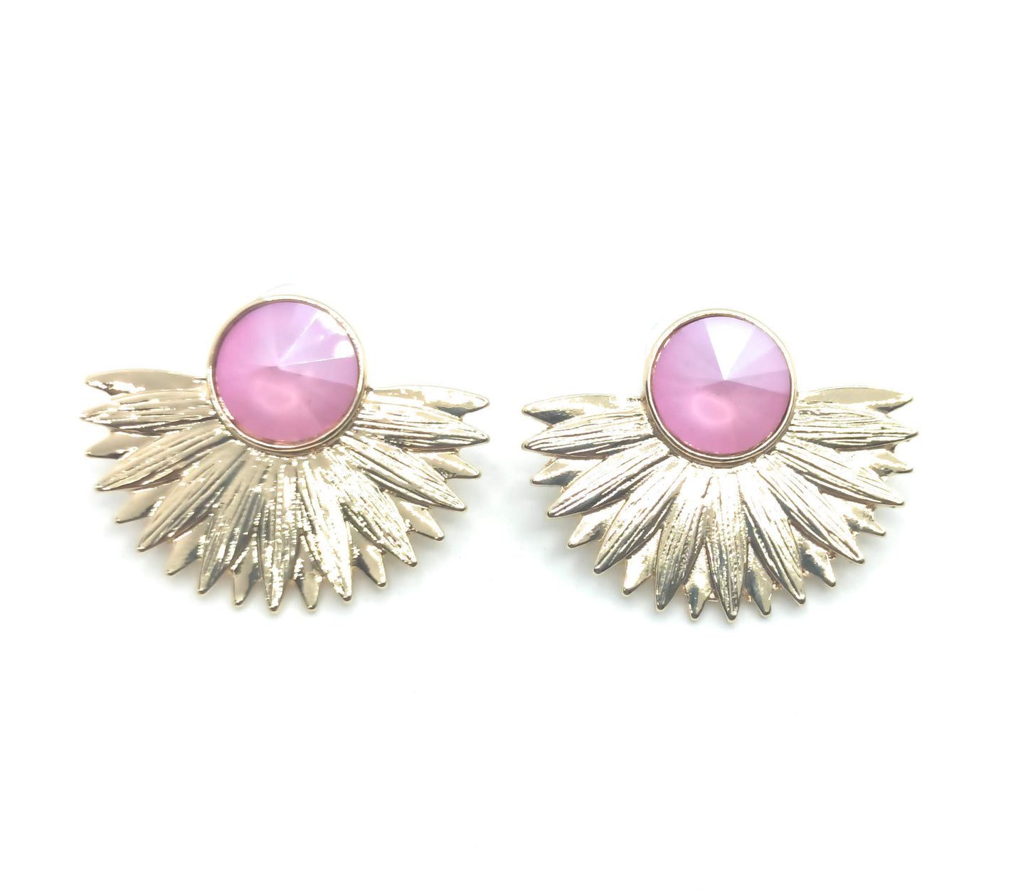 Pendientes Dorados con Cristal · Oro Sol Malva