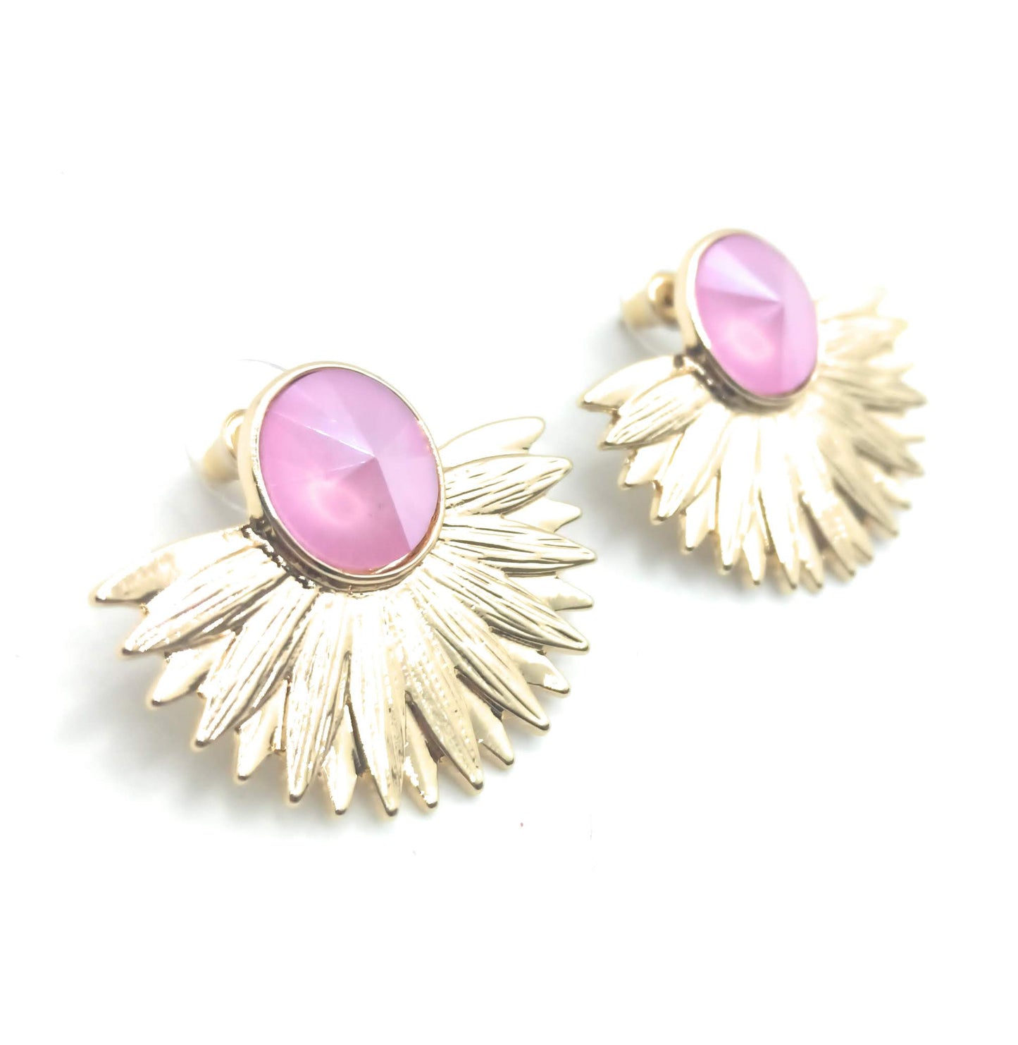 Pendientes Dorados con Cristal · Oro Sol Malva