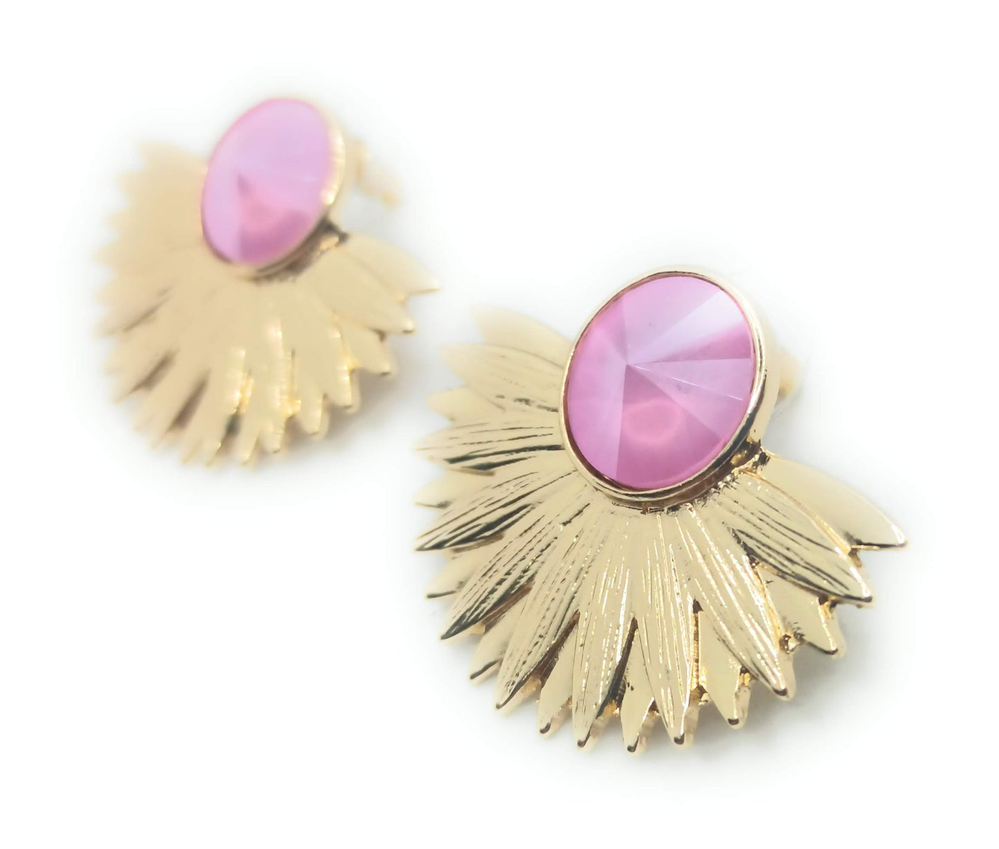 Pendientes Dorados con Cristal · Oro Sol Malva