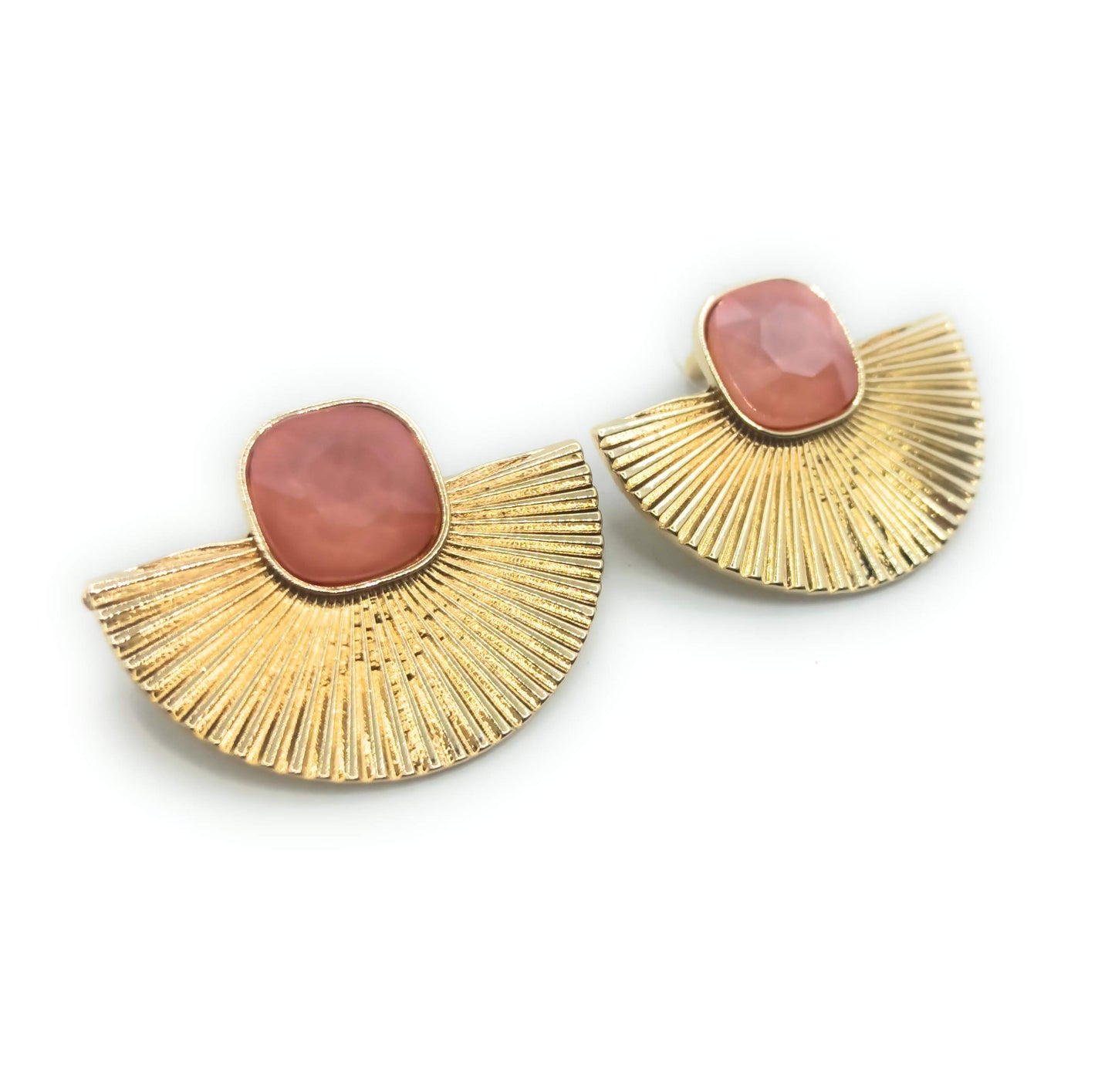 Pendientes Dorados con Cristal · Oro Sol Coral