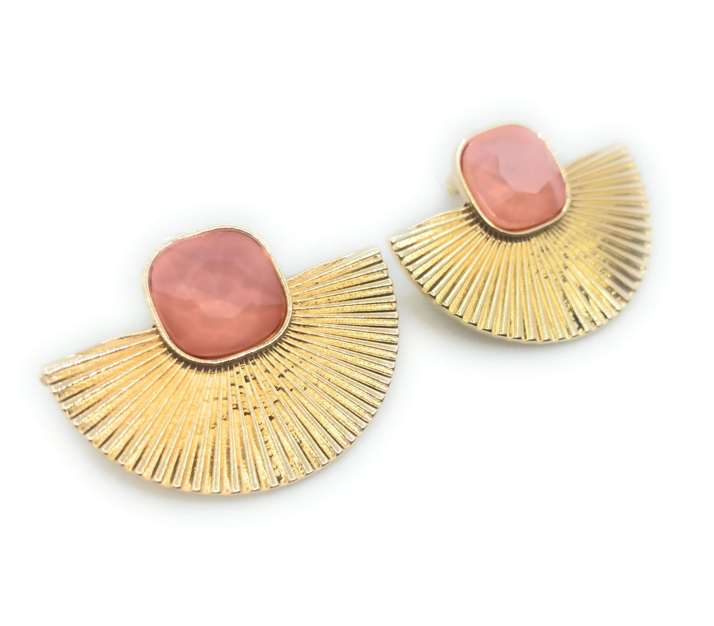 Pendientes Dorados con Cristal · Oro Sol Coral