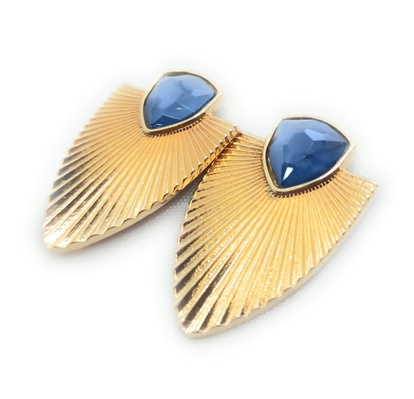 Pendientes Largos Dorados · Rayos Azul Cobalto