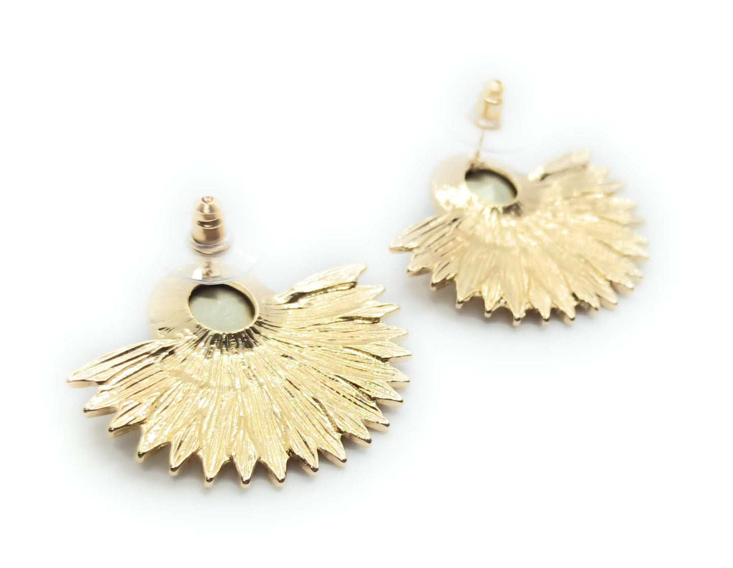Goldene Ohrringe mit Kristall · Rund, Weiß, Sonnengold