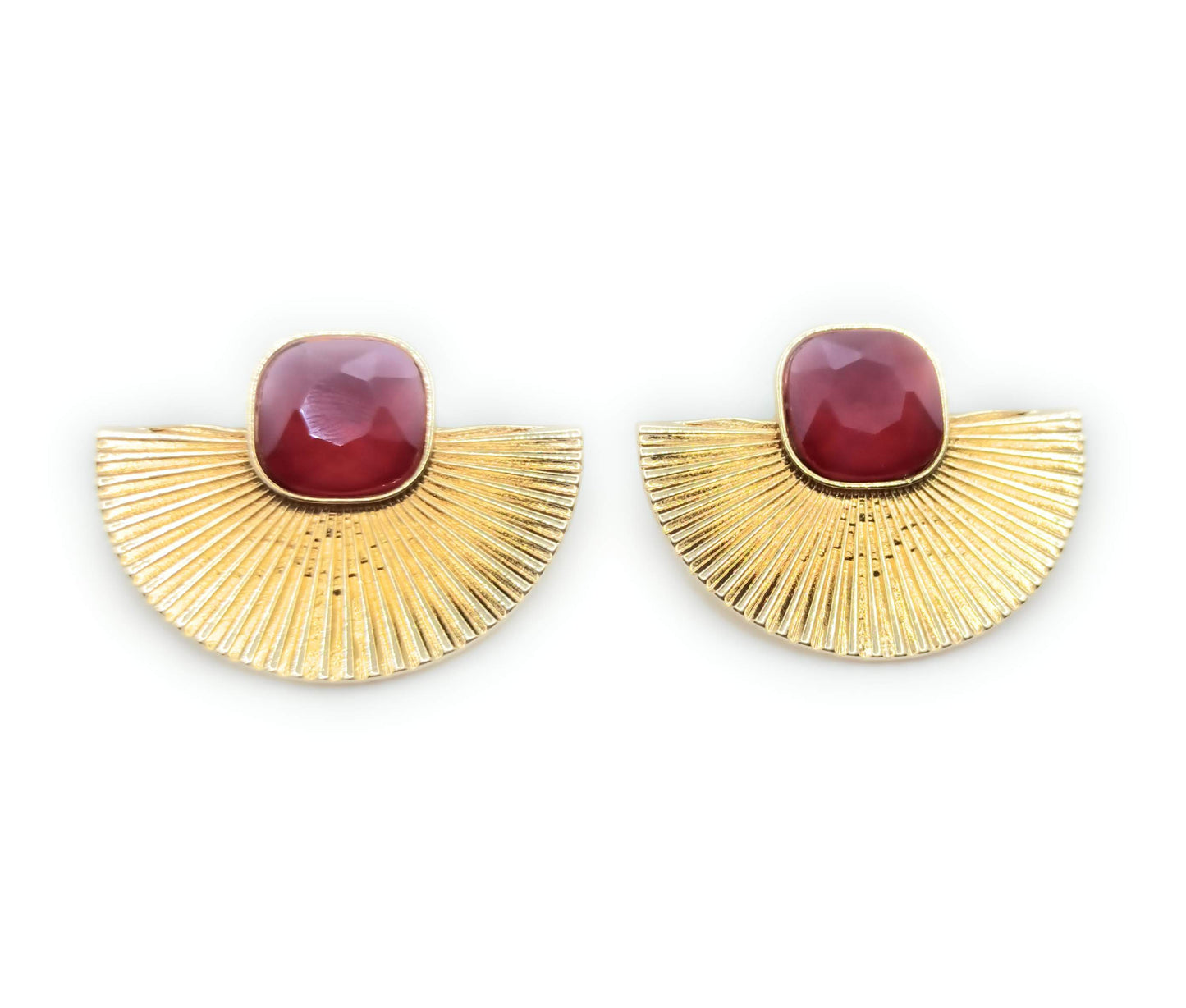 Pendientes Dorados con Cristal · Oro Sol Burdeos (últimas unidades!)