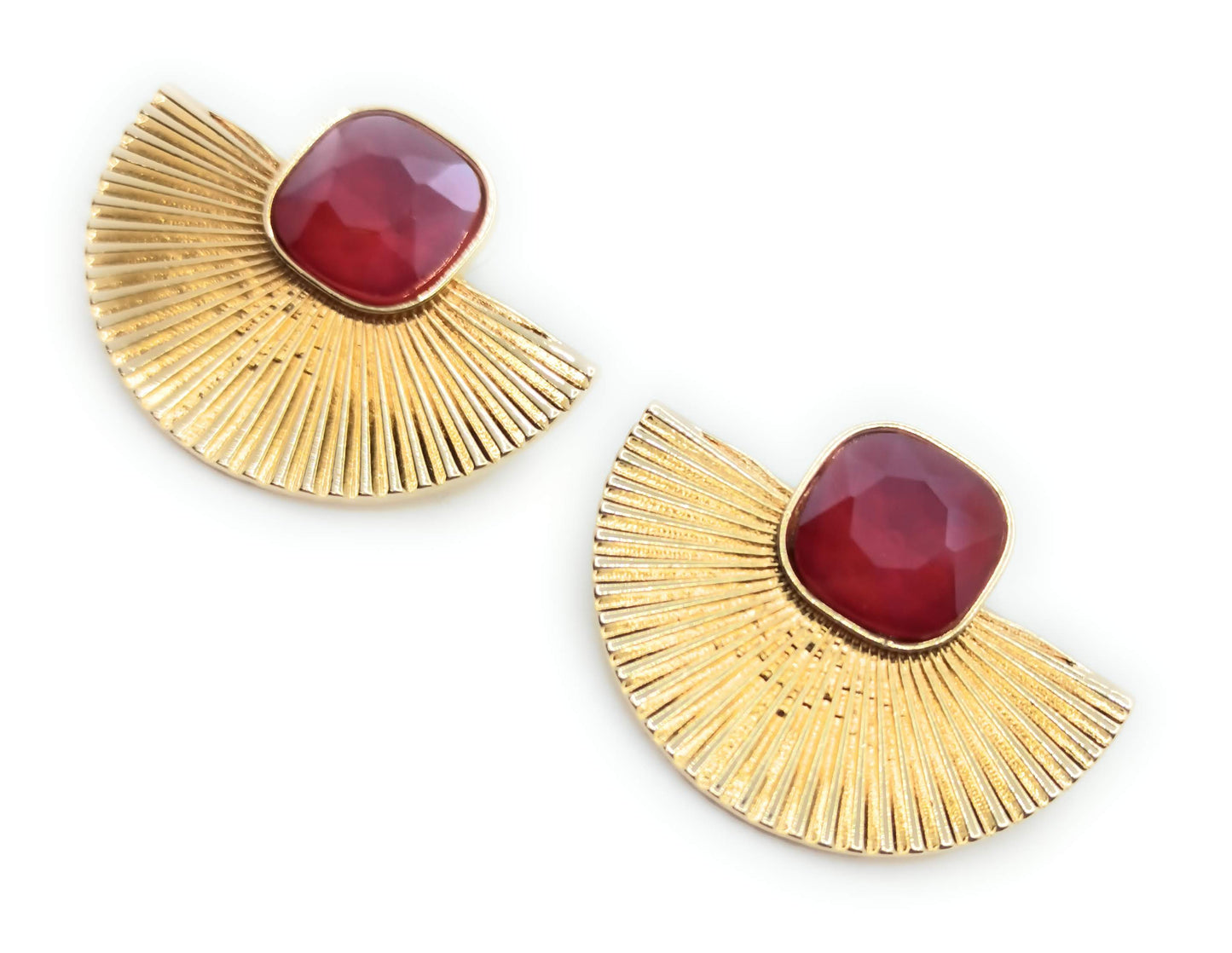 Pendientes Dorados con Cristal · Oro Sol Burdeos (últimas unidades!)