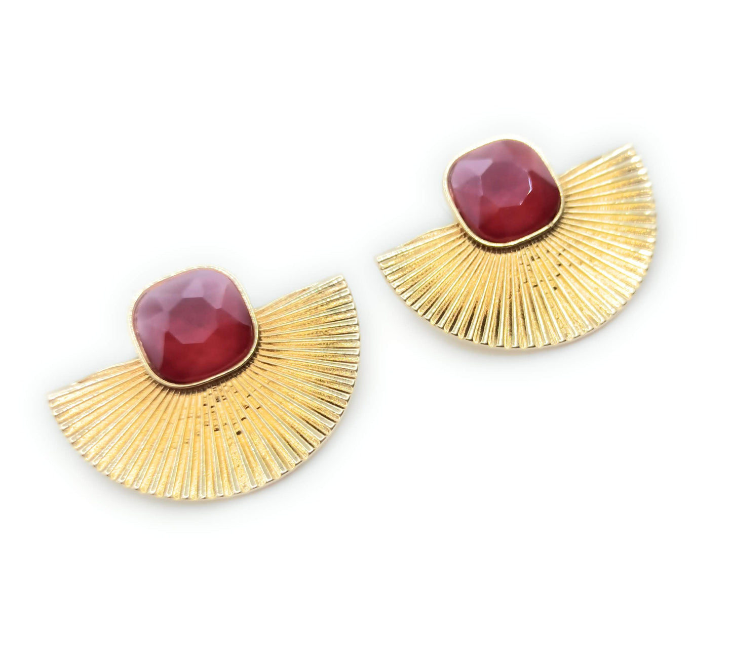 Pendientes Dorados con Cristal · Oro Sol Burdeos (últimas unidades!)