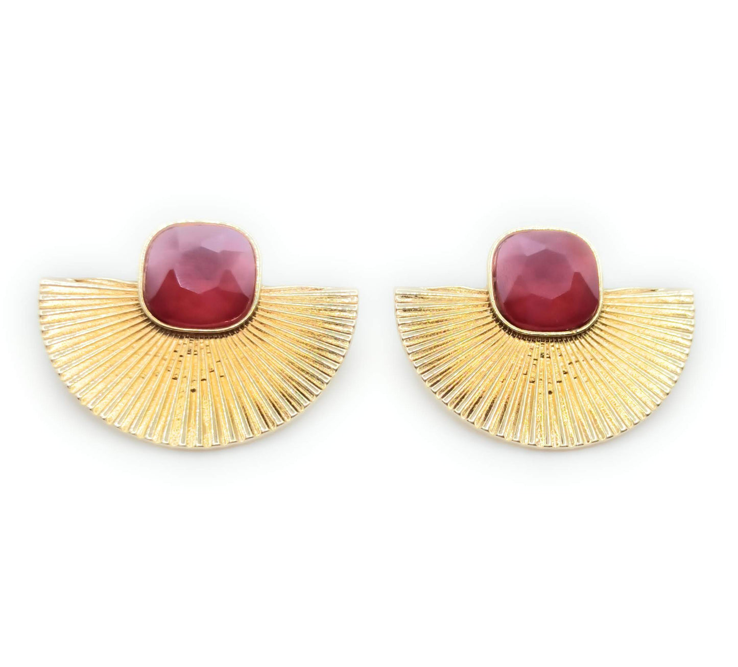 Pendientes Dorados con Cristal · Oro Sol Burdeos (últimas unidades!)