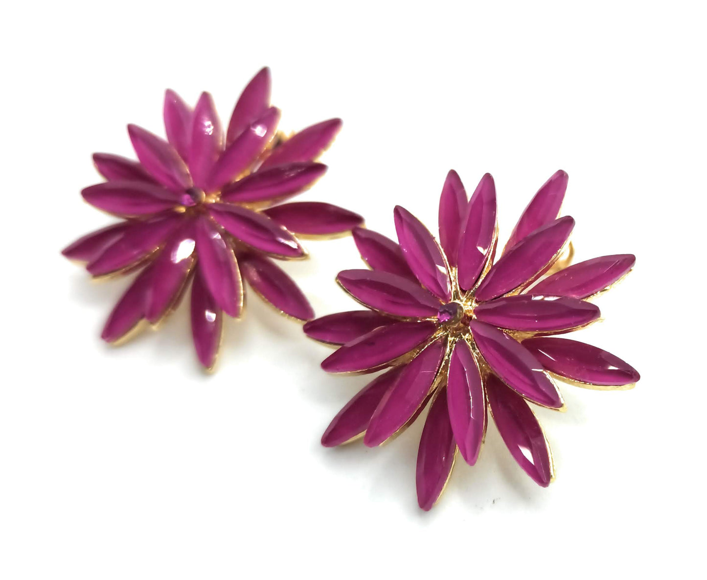 Pendientes Cristales Margarita · Magenta, Oro