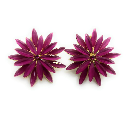 Pendientes Cristales Margarita · Magenta, Oro