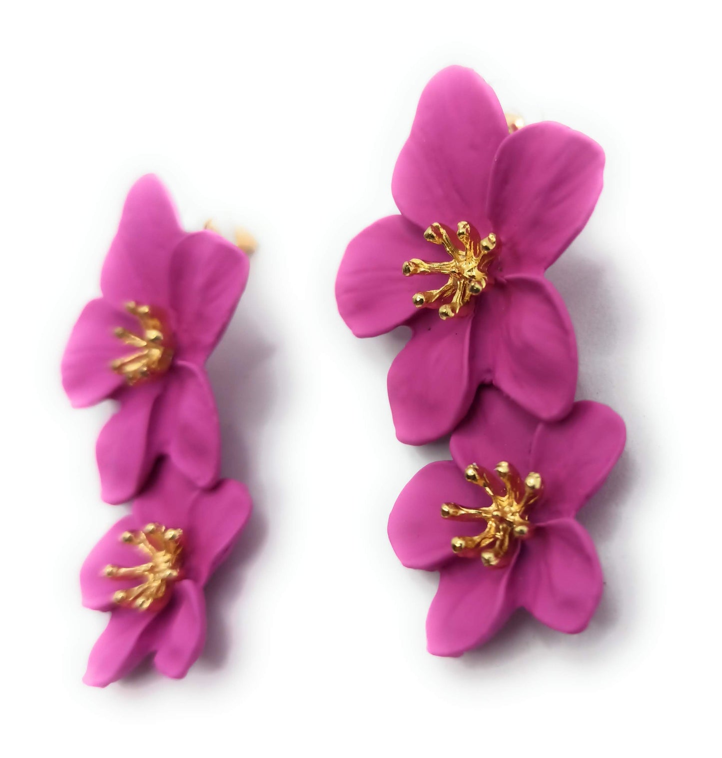 Pendientes Largos Doble Flor · Buganvilla (últimas unidades!)