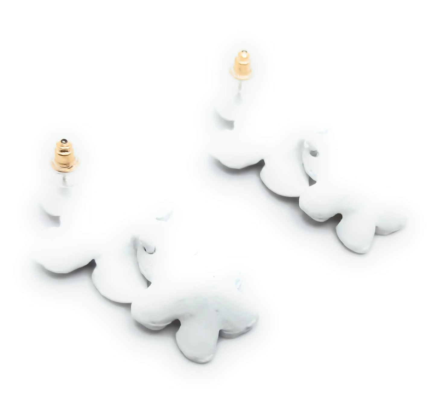 Pendientes Largos Doble Flor · Blanco